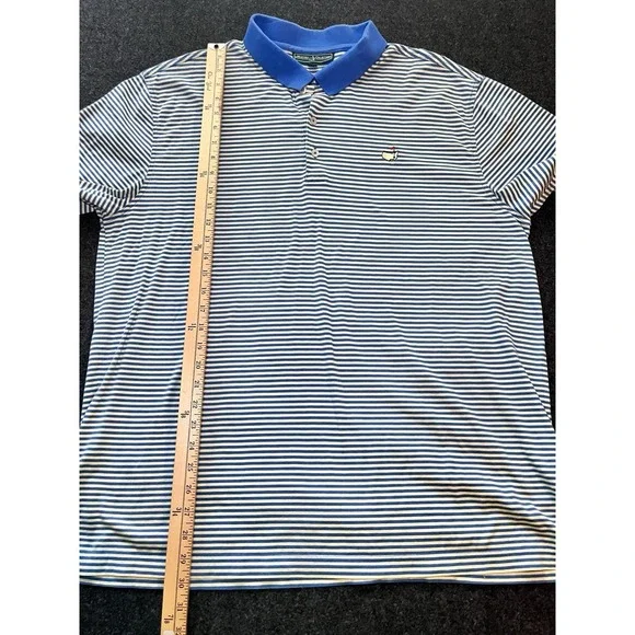 Masters Collection Blue Yellow Stripe Short Sleeve Golf Shirt Mens 2XL Pima - Picture 8 of 8